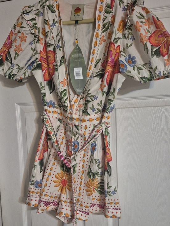 FARM Rio Pants - FARM Rio Cream Floral Romper with Multicolor Blooms